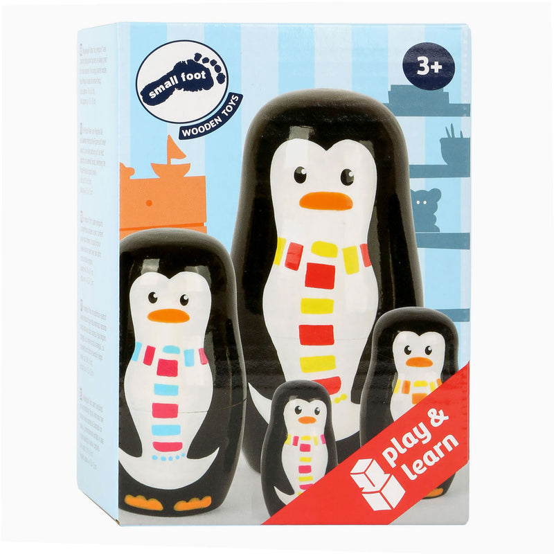 Load image into Gallery viewer, Small Foot Houten Matroesjka Poppen Pinguin Familie
