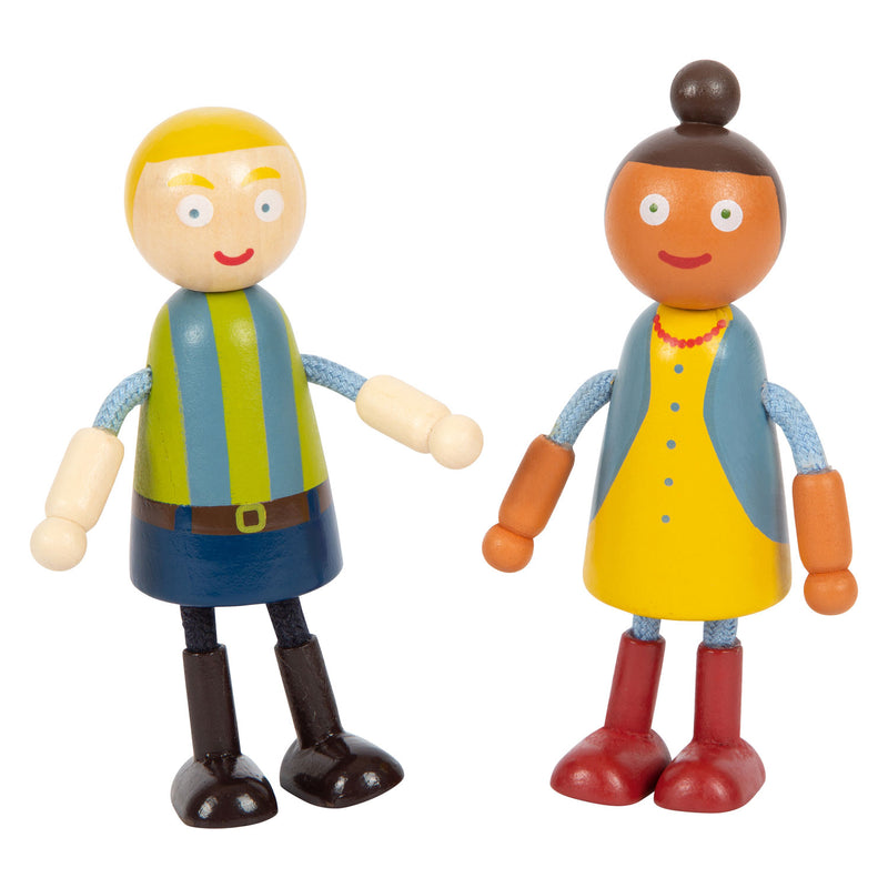 Load image into Gallery viewer, Small foot - houten poppenhuis familie met rolstoel, 6st.
