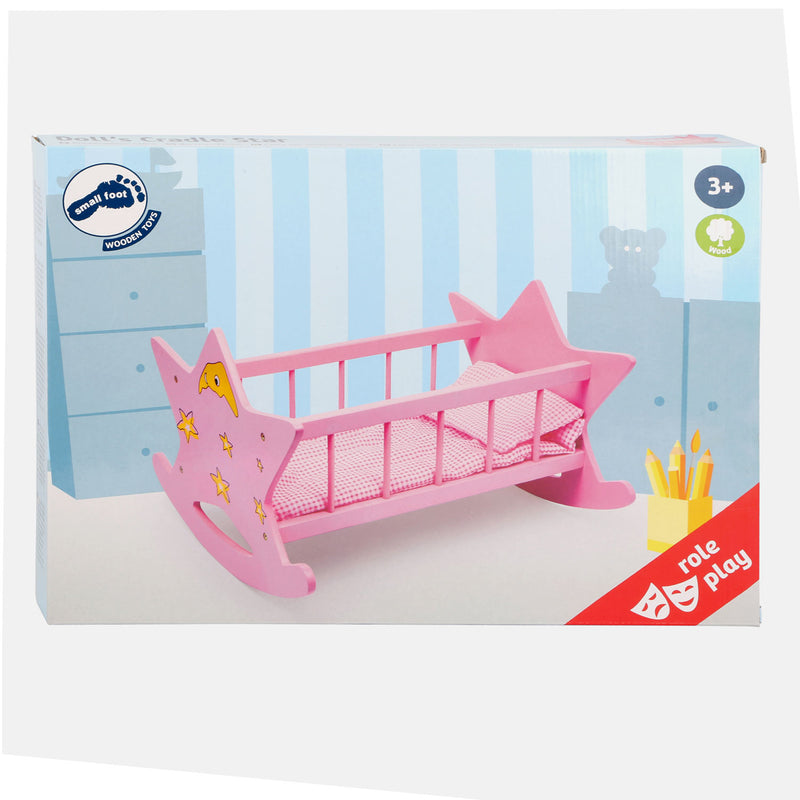 Load image into Gallery viewer, Small foot - houten poppenbed ster roze
