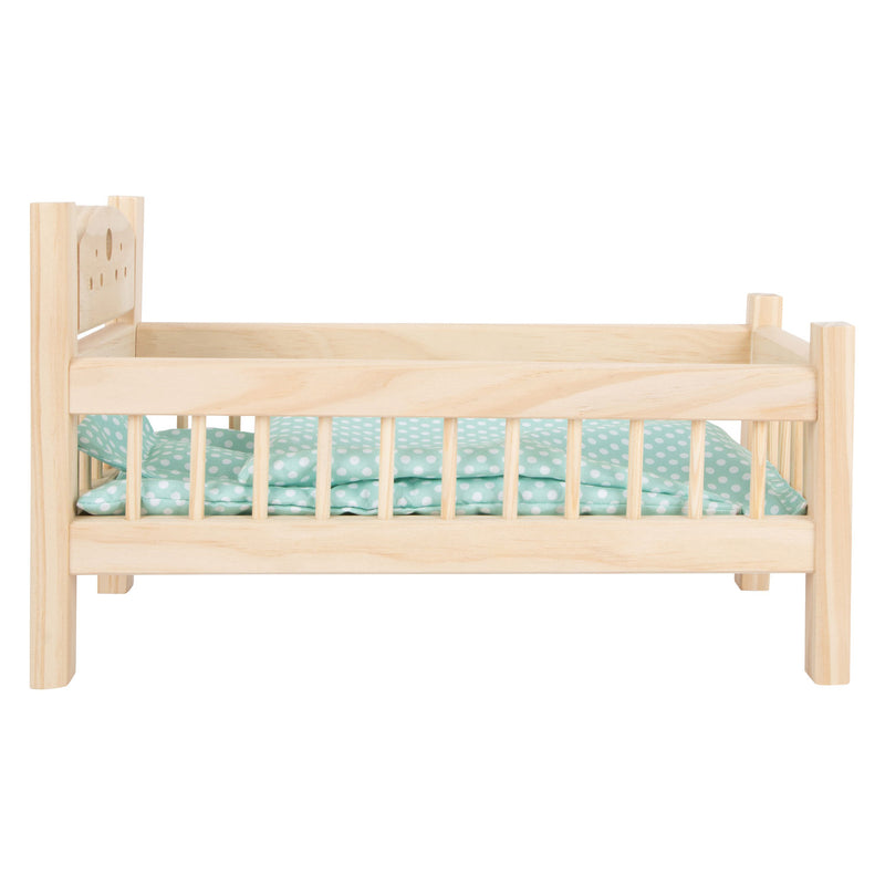 Afbeelding laden in galerijviewer, Small foot - houten poppenbed natuurlijk met beddengoed, 4ldg.
