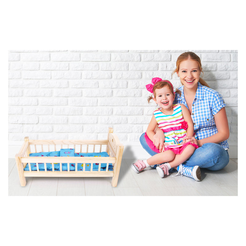 Afbeelding laden in galerijviewer, Small foot - houten poppenbed natuurlijk met beddengoed, 4ldg.
