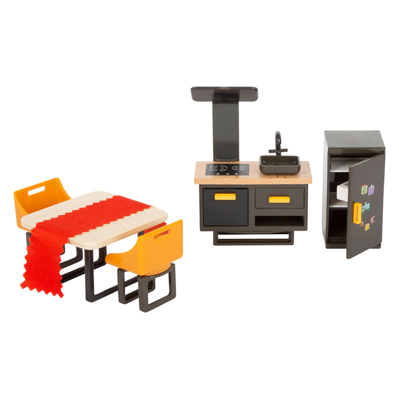 ギャラリービューアに画像をロードする, Small foot - houten poppenhuis meubeltjes modern complete set, 31dlg.
