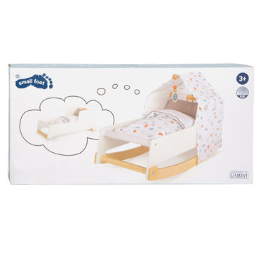 Small foot - houten schommel poppenbed little button