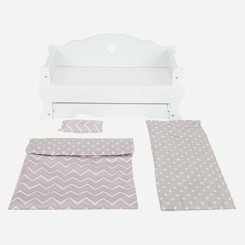 Load image into Gallery viewer, Small foot - houten poppenbed met lade en beddengoed, 4dlg.
