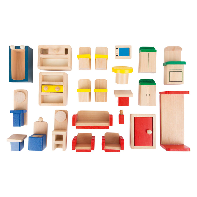 Load image into Gallery viewer, Small Foot Houten Poppenhuis met Meubeltjes, 23dlg.
