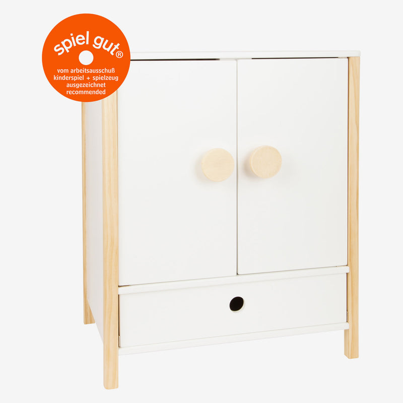 Load image into Gallery viewer, Small foot - houten poppen kledingkast little button met hangers , 3dlg.
