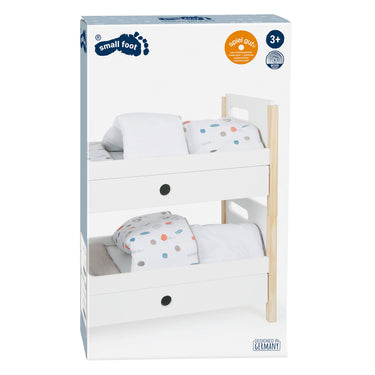 Small foot - houten poppenhoogslaper little button met beddengoed, 6dlg.