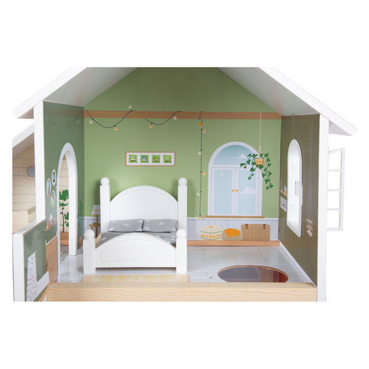 Small foot - houten urban villa poppenhuis met meubeltjes, 9dlg.