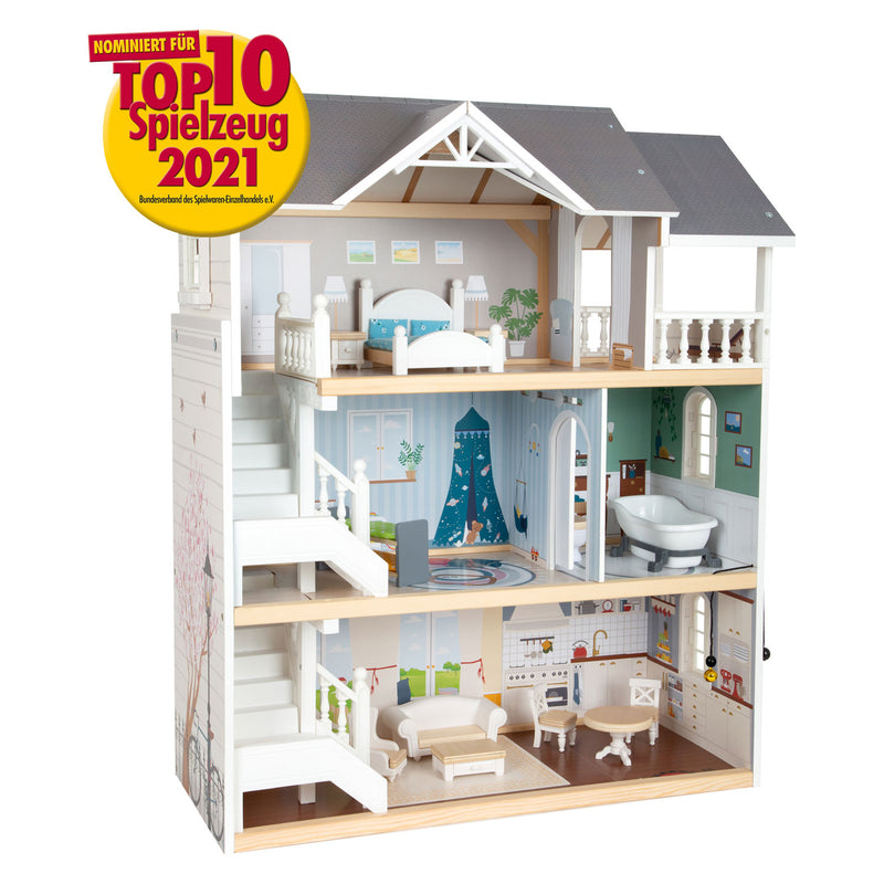 Afbeelding laden in galerijviewer, Small foot - houten urban villa poppenhuis met accessoires, 13dlg.
