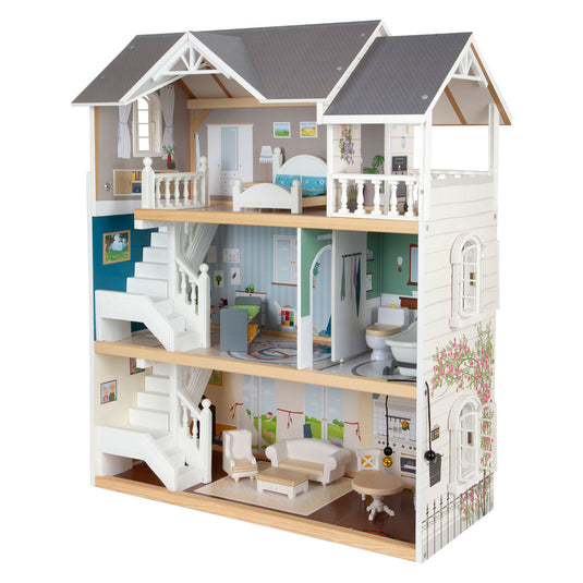 Small foot - houten urban villa poppenhuis met accessoires, 13dlg.