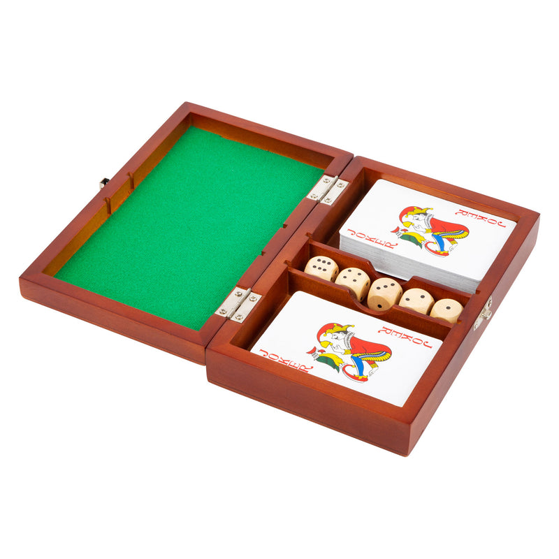 Afbeelding laden in galerijviewer, Small foot - speelkaarten en dobbelspel in houten kist
