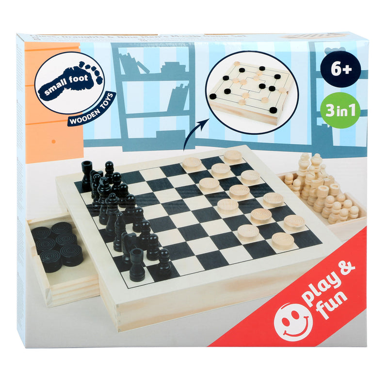 Laden Sie das Bild in Galerie -Viewer, Small foot - spellendoos 3in1 schaken dammen molenspel
