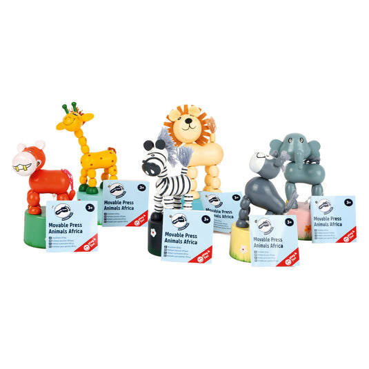 Small foot - houten drukfiguur wilde dieren, set van 6