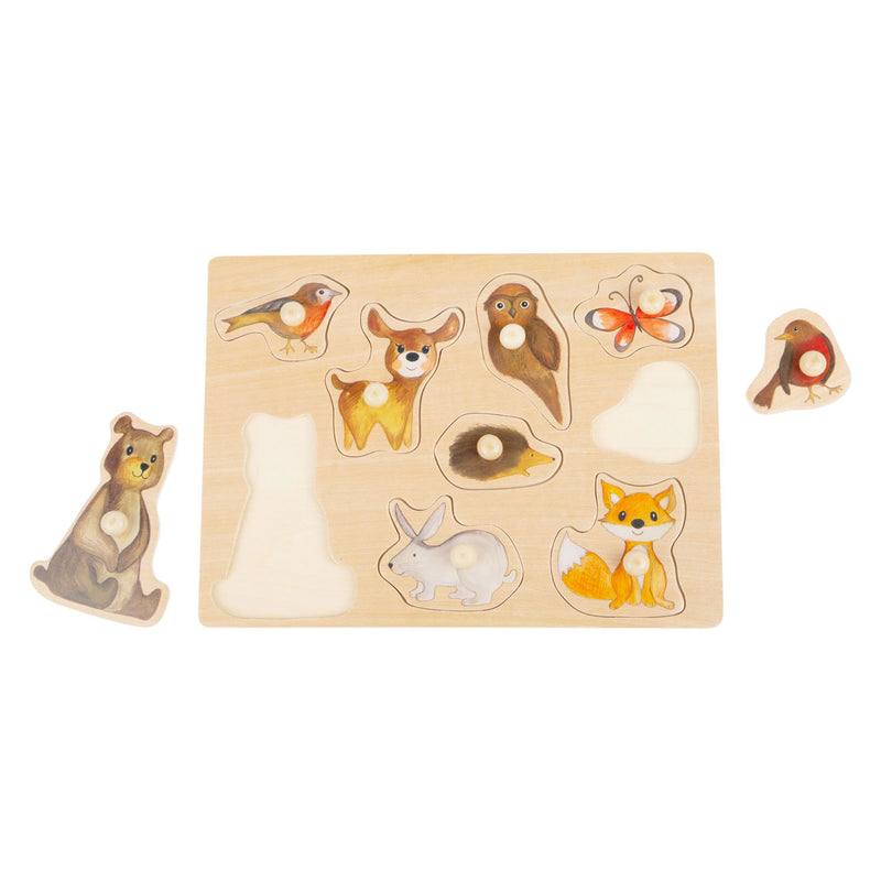 Afbeelding laden in galerijviewer, Small foot - houten noppenpuzzel bosdieren, 9st.
