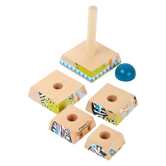 Small foot - houten stapeltoren jungle, 6dlg.