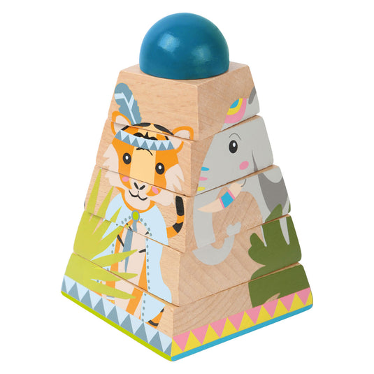 Small foot - houten stapeltoren jungle, 6dlg.