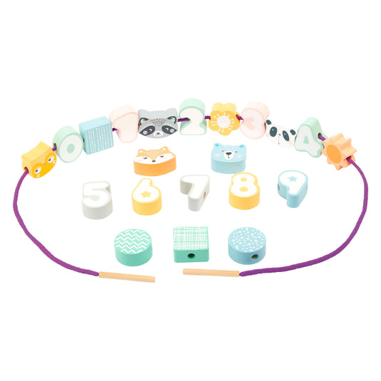 Small foot - houten rijgsspel dieren en cijfers, 22dlg.