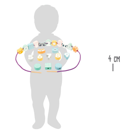 Small foot - houten rijgsspel dieren en cijfers, 22dlg.