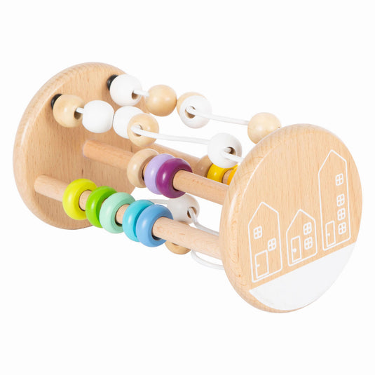 Small foot - houten rammelaar motoriekspiraal regenboog