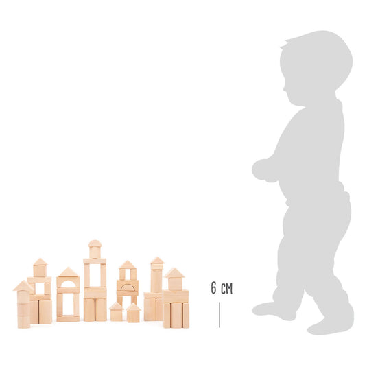 Small foot - houten bouwblokken natuurlijk in zak, 50dlg.