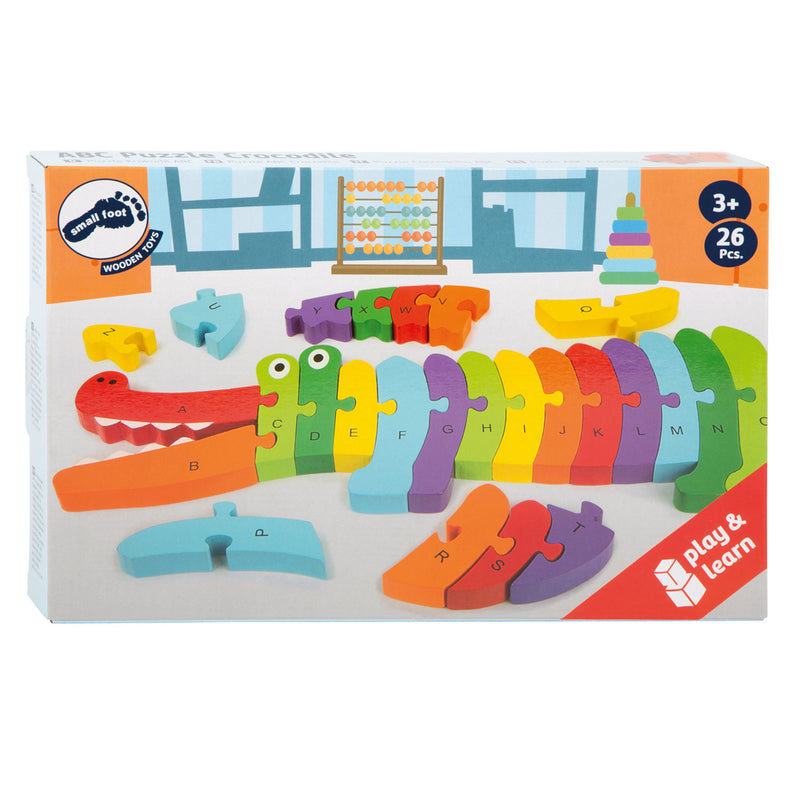 Load image into Gallery viewer, Small foot - houten abc krokodil puzzel, 26dlg.
