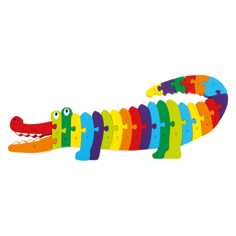 Load image into Gallery viewer, Small foot - houten abc krokodil puzzel, 26dlg.
