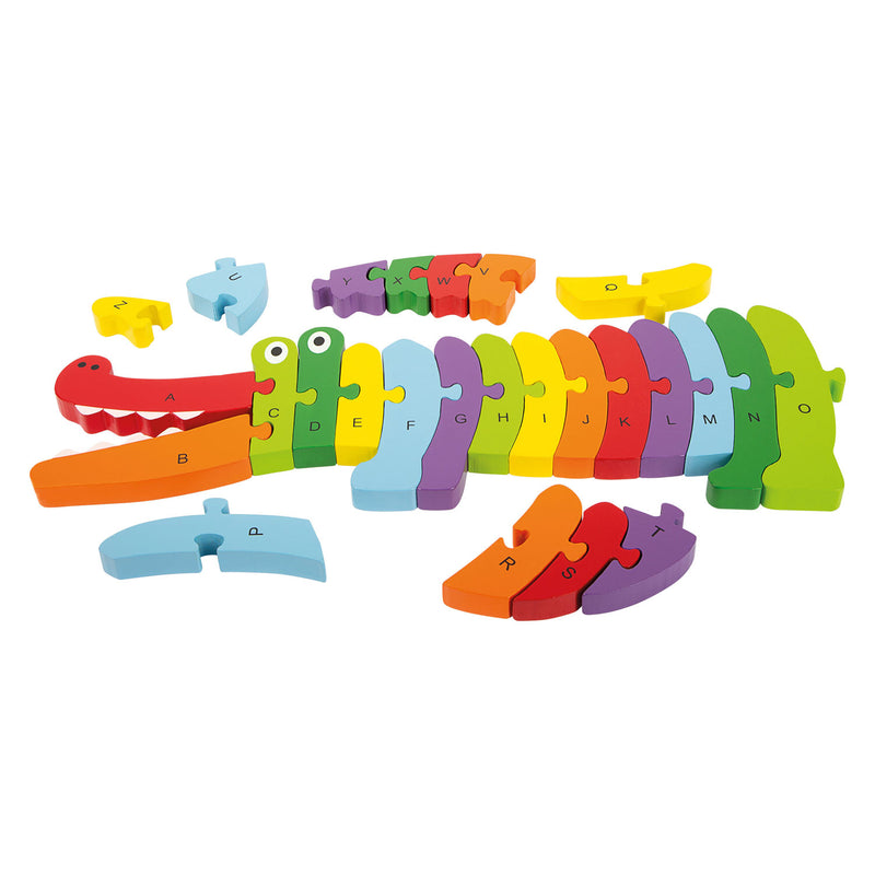 Load image into Gallery viewer, Small foot - houten abc krokodil puzzel, 26dlg.
