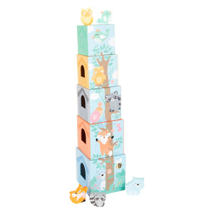 Small foot - stapeltoren met bosdieren pastel, 10dlg.