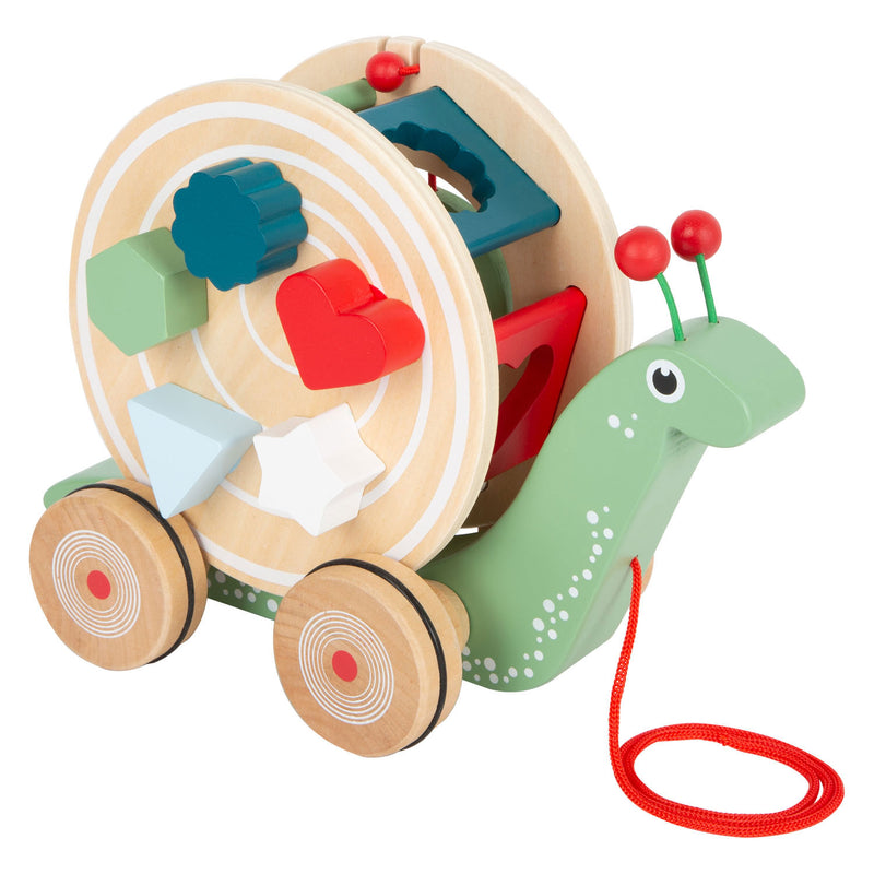 Load image into Gallery viewer, Small foot - houten trekfiguur vormenstoof slak, 6dlg.

