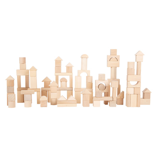 Small foot - houten bouwblokken natuurlijk in zak, 100dlg.