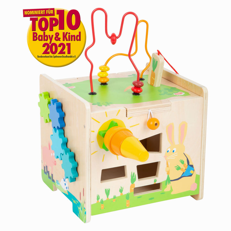 Load image into Gallery viewer, Small foot - houten activiteitenkubus en motoriekspiraal konijn
