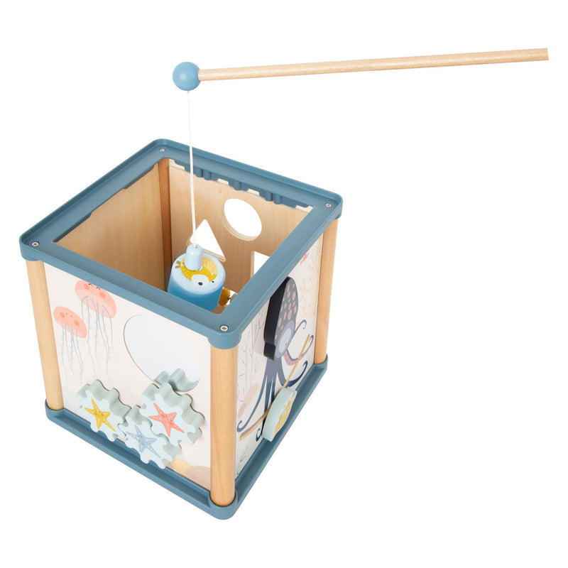 Load image into Gallery viewer, Small foot - houten activiteitenkubus en motoriekspiraal onderwaterwereld
