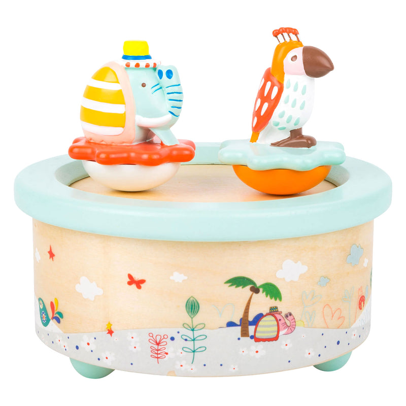 Load image into Gallery viewer, Small foot - houten muziekdoos papegaai en olifant
