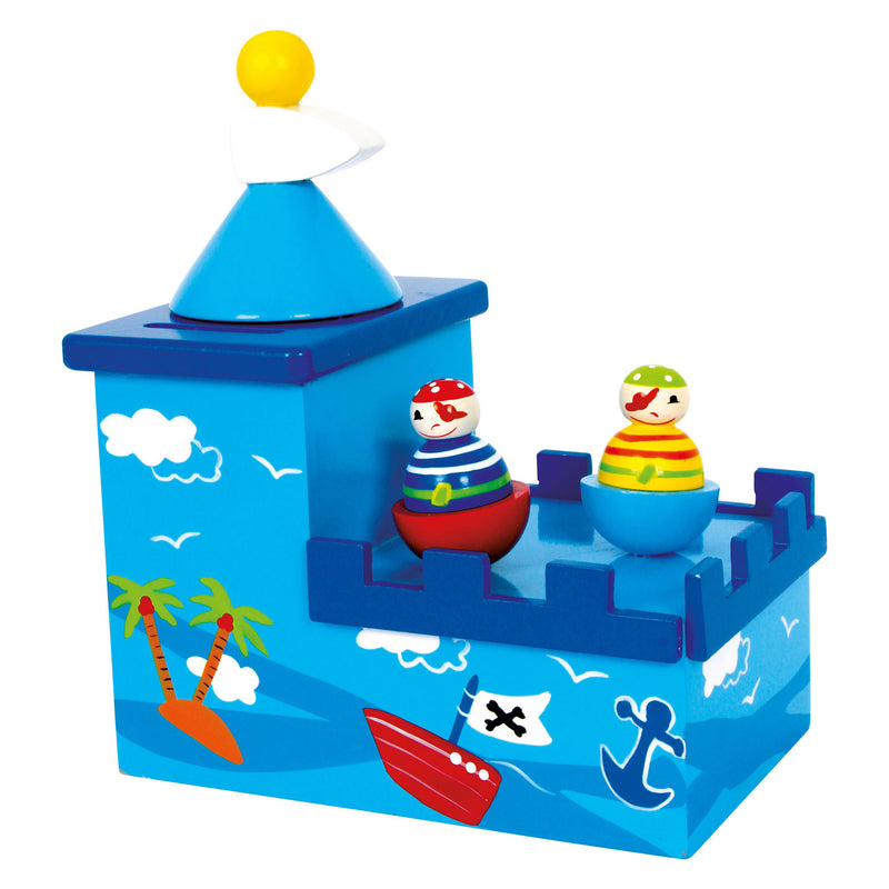 Laden Sie das Bild in Galerie -Viewer, Small foot - houten muziekdoos en spaarpot piraat
