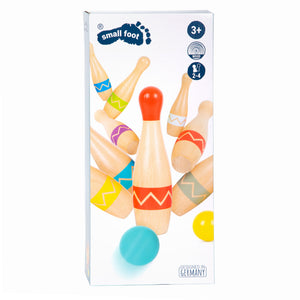 Small foot - houten kegelspel met zigzag patroon, 11dlg.