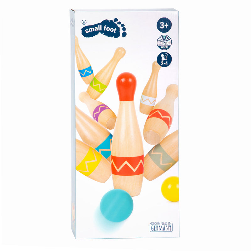 Load image into Gallery viewer, Small foot - houten kegelspel met zigzag patroon, 11dlg.
