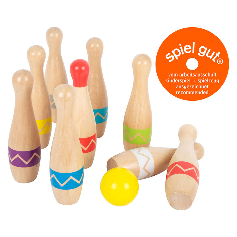 Load image into Gallery viewer, Small foot - houten kegelspel met zigzag patroon, 11dlg.
