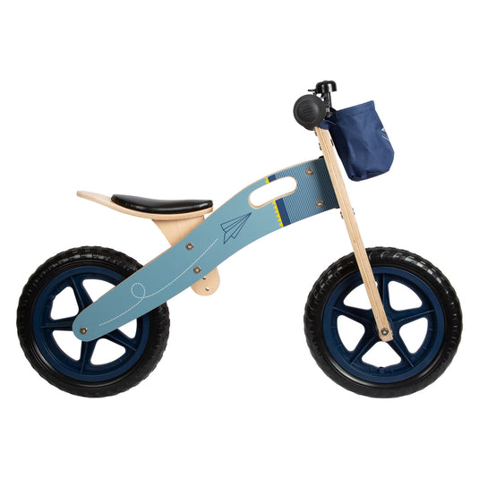 Small foot - houten loopfiets vliegtuig blauw