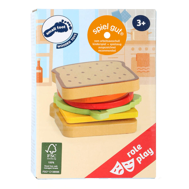 Load image into Gallery viewer, Small Foot Houten Speeleten Sandwich met Bestek, 7dlg.
