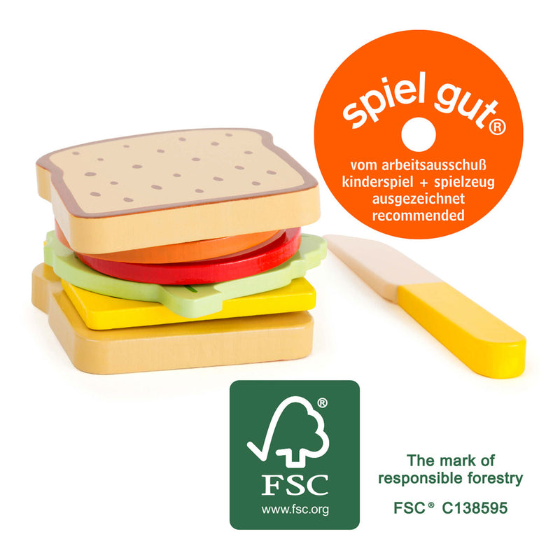 Load image into Gallery viewer, Small Foot Houten Speeleten Sandwich met Bestek, 7dlg.
