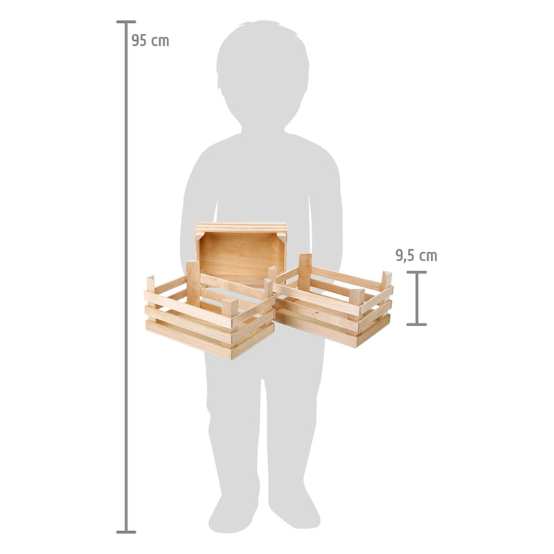Load image into Gallery viewer, Small foot - houten kratjes groot 18x12x9,5cm, set van 3
