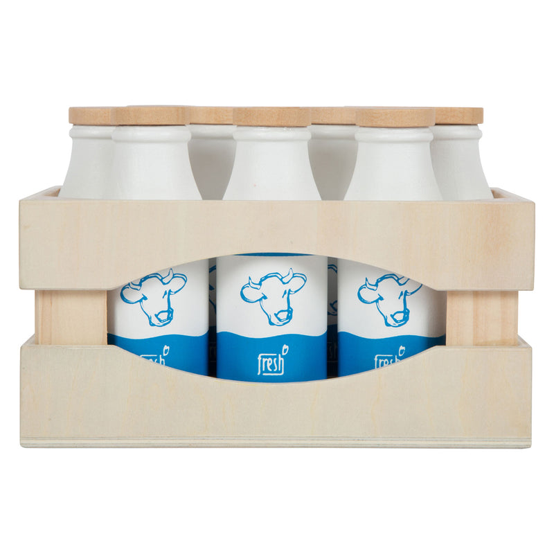 Load image into Gallery viewer, Small foot - houten krat met melkflessen, 12dlg.
