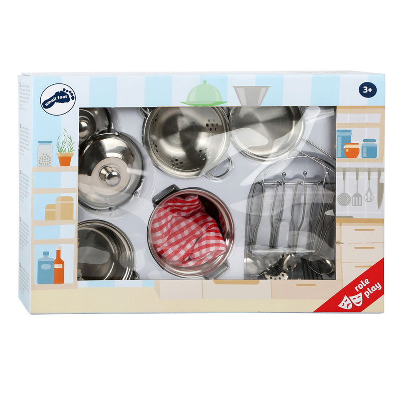 Afbeelding laden in galerijviewer, Small foot - metalen kinder kookgerei set, 13dlg.
