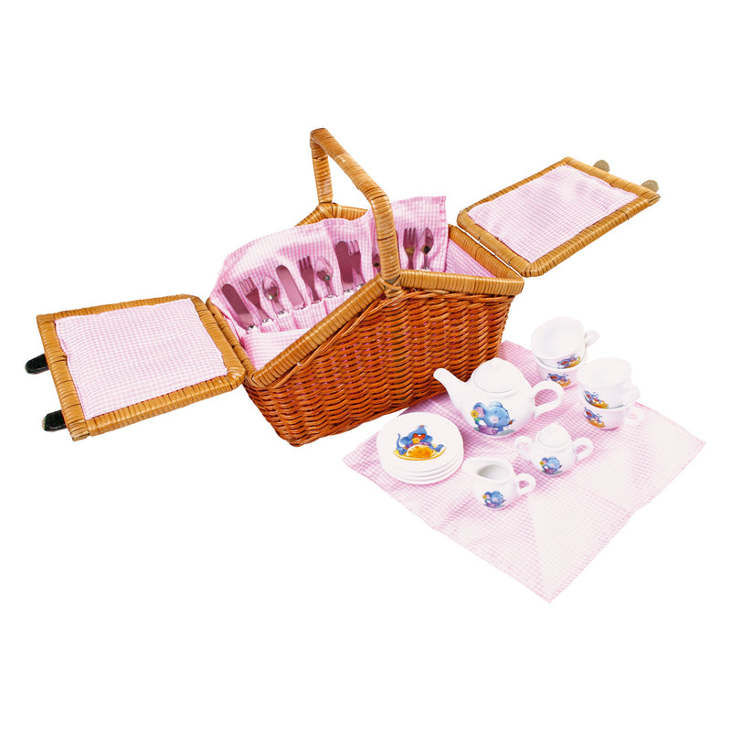 Afbeelding laden in galerijviewer, Small foot - houten picknickmand met servies romantisch, 30dlg.
