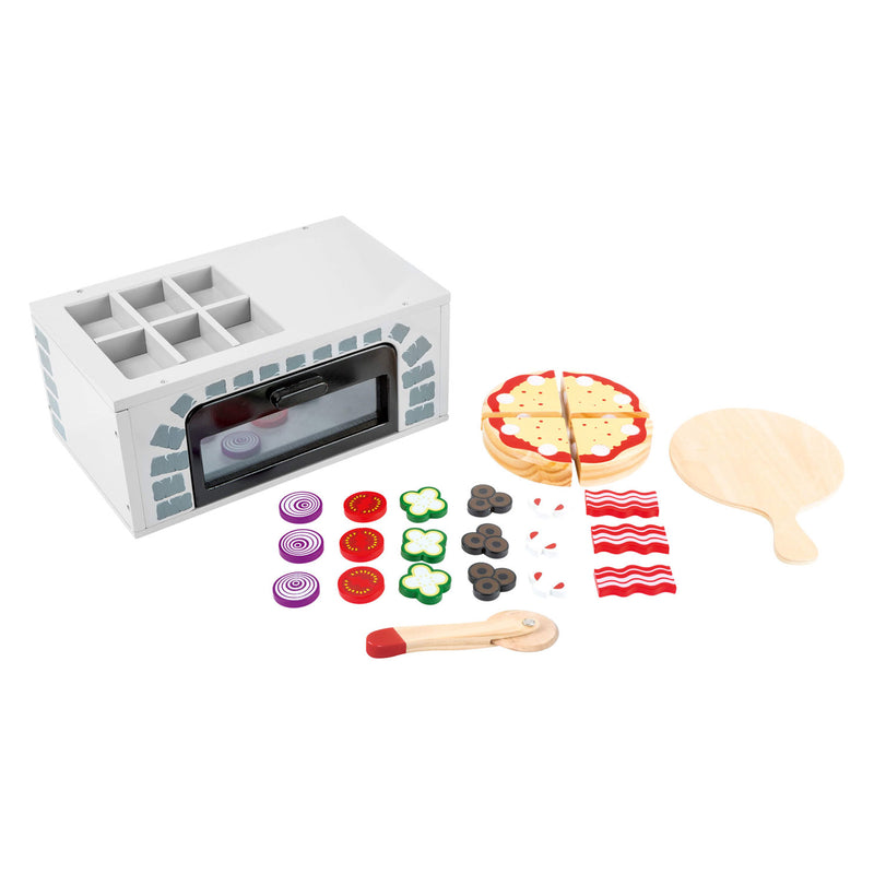 Afbeelding laden in galerijviewer, Small foot - houten speeleten pizza-oven set, 25dlg.
