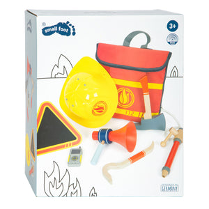 Small foot - brandweerman rugzak met houten brandweer attributen, 8dlg.