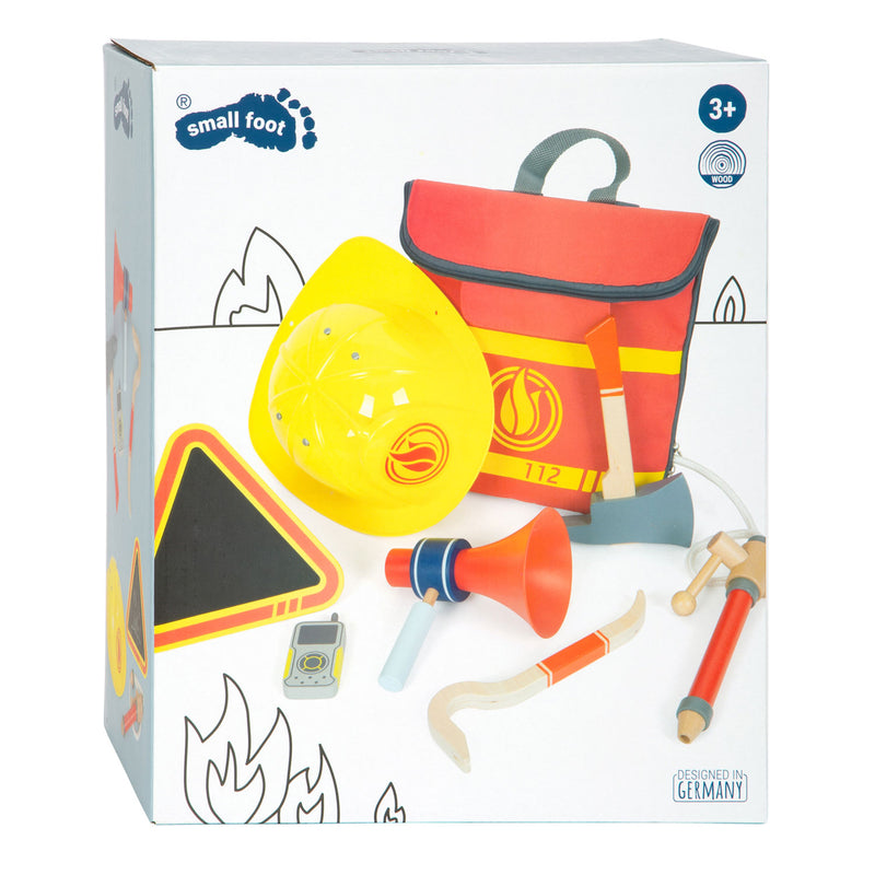 ギャラリービューアに画像をロードする, Small foot - brandweerman rugzak met houten brandweer attributen, 8dlg.

