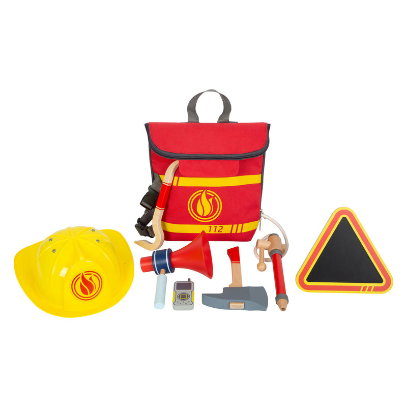 ギャラリービューアに画像をロードする, Small foot - brandweerman rugzak met houten brandweer attributen, 8dlg.
