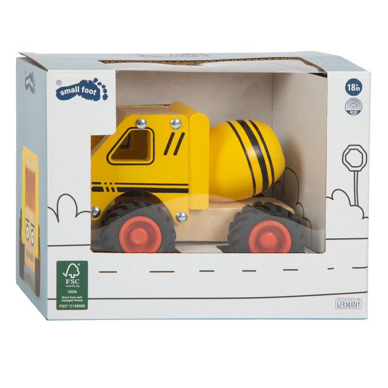 Load image into Gallery viewer, Small foot - houten cementvrachtwagen geel

