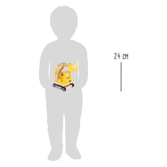 Small foot - houten graafmachine geel
